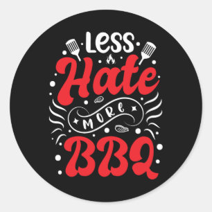 Minder haat meer BBQ barbecue Ronde Sticker