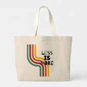 'Minder is Meer' Retro-Gestreepte Minimalist Grote Tote Bag (Achterkant)