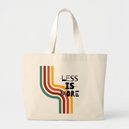 'Minder is Meer' Retro-Gestreepte Minimalist Grote Tote Bag (Voorkant)
