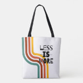 'Minder is Meer' Retro-Gestreepte Minimalist Tote Bag (Achterkant)