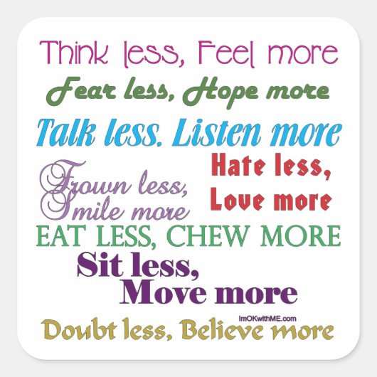 Minder is meer vierkante sticker (Voorkant)