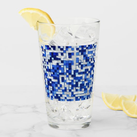 Minder kleine vierkantjes, schoppen blauw met wit glas (Voorkant ijs)