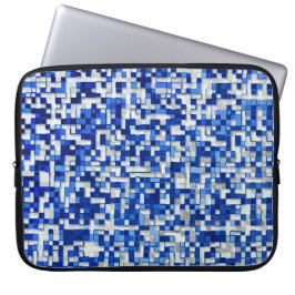 Minder kleine vierkantjes, schoppen blauw met wit laptop sleeve