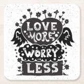 Minder liefde voor meer zorgen kartonnen onderzetters (Voorkant)