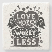 Minder liefde voor meer zorgen stenen onderzetter (Voorkant)