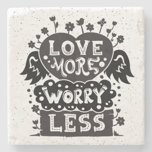 Minder liefde voor meer zorgen stenen onderzetter (Voorkant)