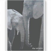 Minder meer liefde, originele olifantenkunst sticker (Voorkant)