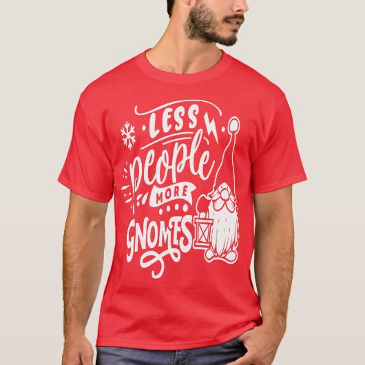 Minder mensen meer gnomen - Kute Gnomes Kerstmis T-shirt (Voorkant)