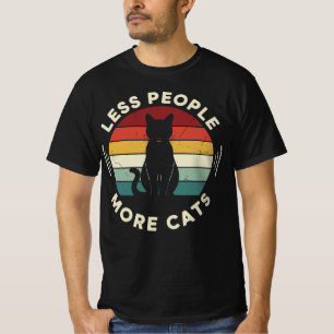Minder Mensen Meer Katten Grappig Retro Kattenli T-shirt