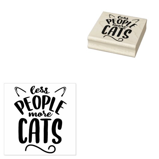 Minder Mensen Meer Katten  Rubberstempel (Gestempeld)