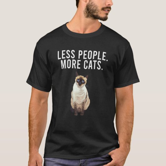 Minder Mensen Meer Katten Siamese Introvert T-shirt (Voorkant)