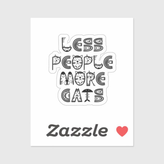 Minder Mensen Meer Katten  Sticker (Vel)