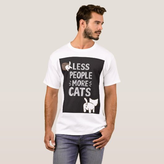 Minder Mensen meer Katten T-shirt (Voorkant volledig)