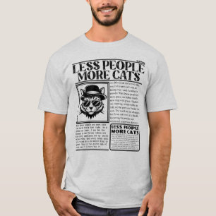 Minder Mensen Meer Katten Vintage Krant Retro T-shirt