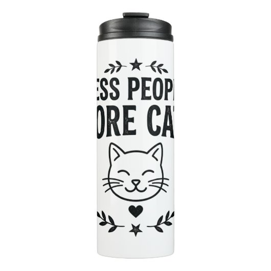 Minder Mensen Meer Katten Vintage Sarcastisch Katt Thermosbeker (Voorkant)