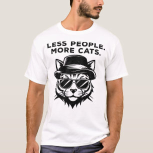 Minder Mensen Meer Katten Zwarte Fedora T-shirt