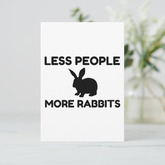 Minder mensen meer konijnen bedankkaart (Staand voorkant)