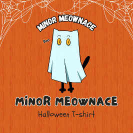 Minder Meownace Grappige Blauwe Spookkat Halloween T-shirt