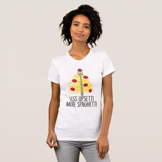 Minder oerwaanzin meer spaghetti T-shirt (Voorkant volledig)