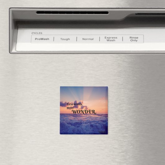 Minder ongerustheid, meer Wonder Cute Quote Magnet (Insitu (Vaatwasser))