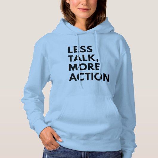 MINDER PRAAT MEER ACTIE HOODIE (Voorkant)