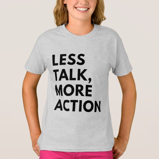 MINDER PRAAT MEER ACTIE T-SHIRT (Voorkant)