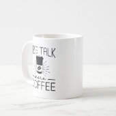 Minder praten meer koffie koffiemok (Voorkant links)