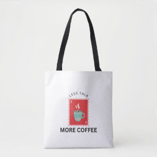 Minder Praten Meer Koffie Stempel Illustratie Tote Bag