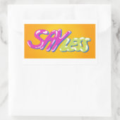 Minder rechthoekige sticker zeggen (Tas)