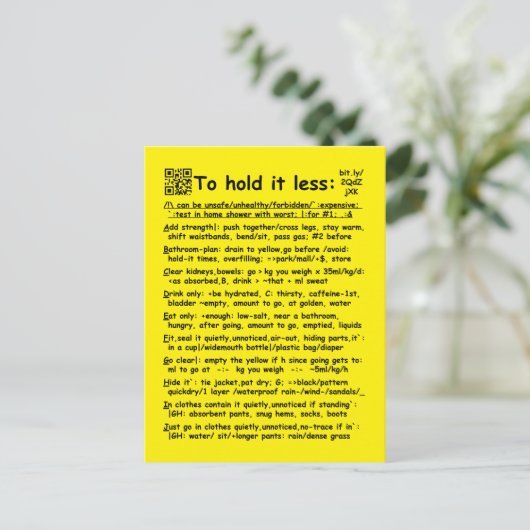 "Minder ruimte" briefkaart (Staand voorkant)