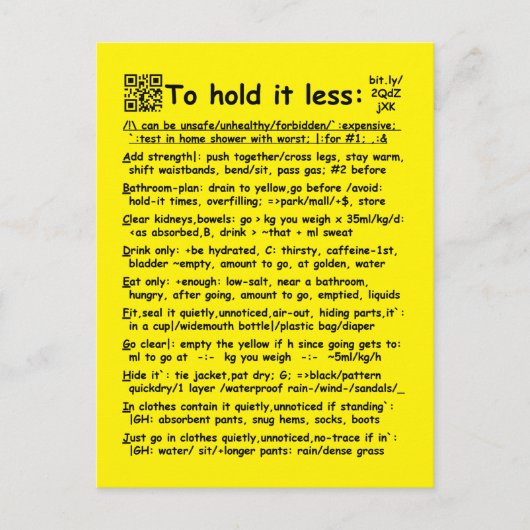 "Minder ruimte" briefkaart (Voorkant)