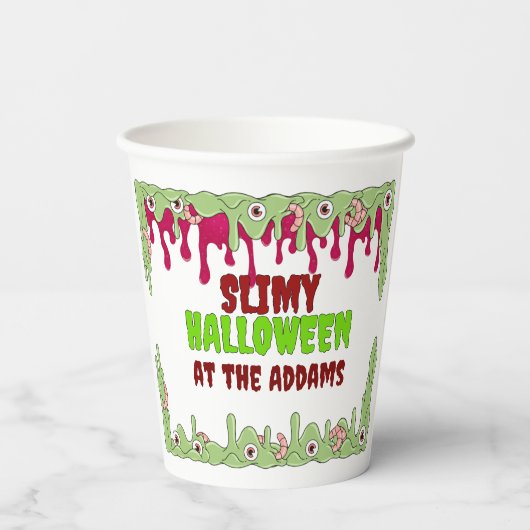 Minder slijmerige Halloween Paper cup Papieren Bekers (Achterkant)