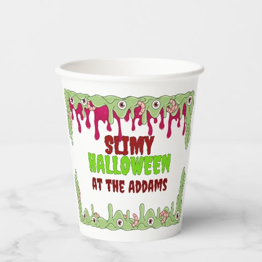 Minder slijmerige Halloween Paper cup Papieren Bekers (Voorkant)