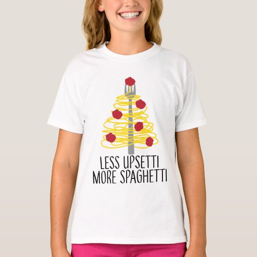 Minder storen meer spaghetti t-shirt (Voorkant)