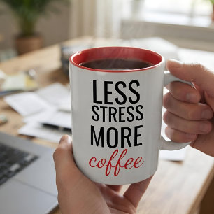 Minder Stress Meer Koffie Grappige Kantoor Persoon Tweekleurige Koffiemok