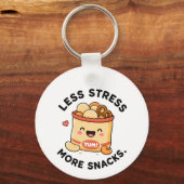 Minder Stress Meer Snacks Schattig Ontwerp met Eet Sleutelhanger (Achterkant)