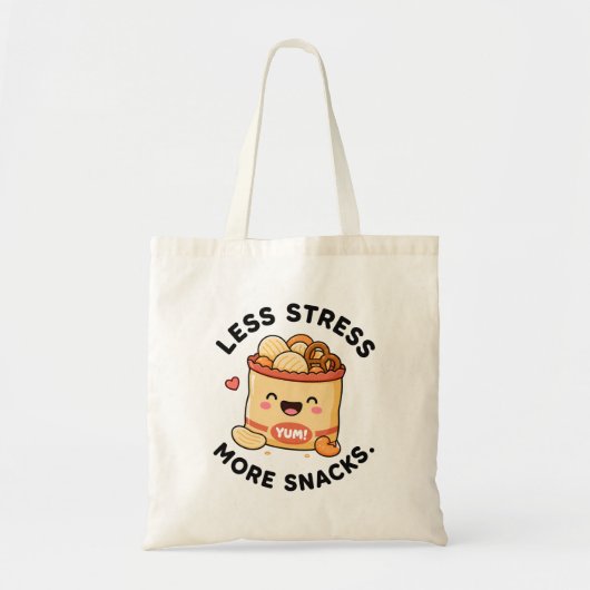 Minder Stress Meer Snacks Schattig Ontwerp met Eet Tote Bag (Voorkant)