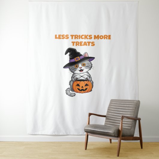 Minder Trucs Meer Treats Halloween Gifts Classic T Wandkleed (In situ)