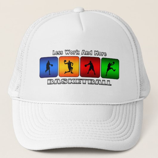 Minder werk en meer basketbal trucker pet (Voorkant)