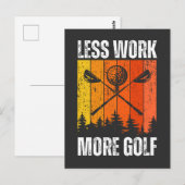 Minder werk meer golf | Grappig golf Briefkaart (Voorkant / Achterkant)