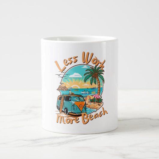 Minder Werk Meer Strand Grote Koffiekop (Voorkant)