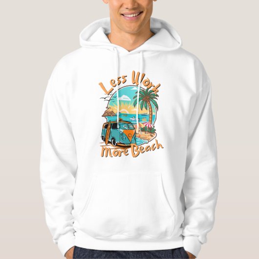 Minder Werk Meer Strand voor Zomer Vakantie Hoodie (Voorkant)