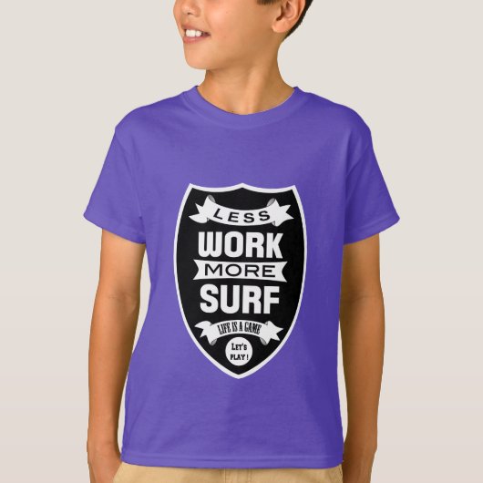 Minder werk meer surf t-shirt (Voorkant)