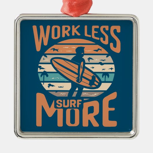 Minder Werken Meer Surfen Metalen Ornament (Voorkant)
