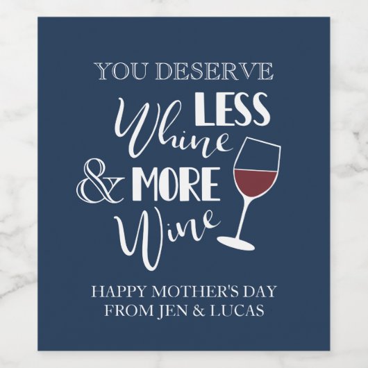 Minder Wijn Meer Wijn Moederdag Wijn Etiket (Enkel label)