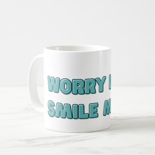 Minder zorgen, glimlach nog meer koffiemok (Voorkant links)