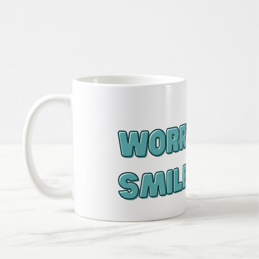 Minder zorgen, glimlach nog meer koffiemok (Links)