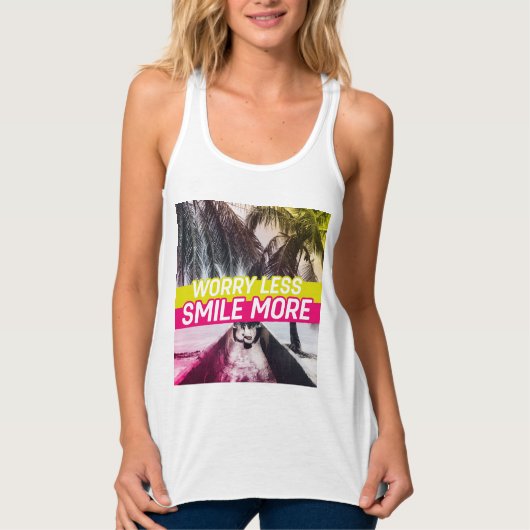 Minder zorgen, glimlach nog meer tanktop (Voorkant)
