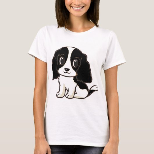 Minder zwarte witte cartoon t-shirt (Voorkant)