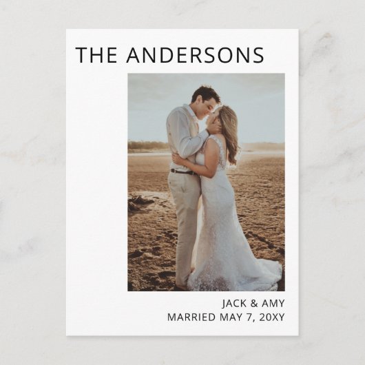 Mindermalist Elegant Fotobruiloft Aankondiging Briefkaart (Voorkant)